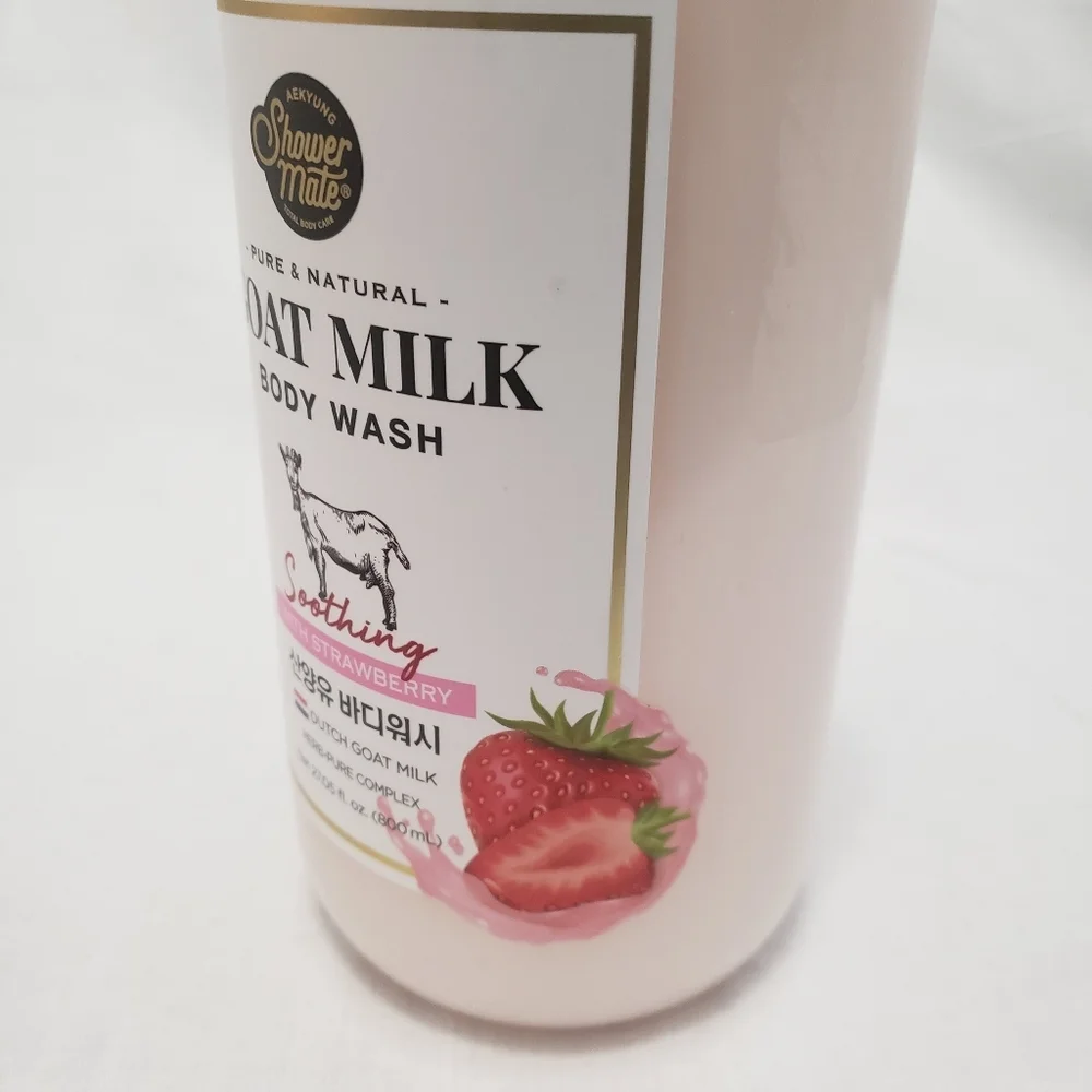 Shower Mate Korean Dutch Goat Milk with STRAWBERRY Body Wash NOURISHING 27.05 oz